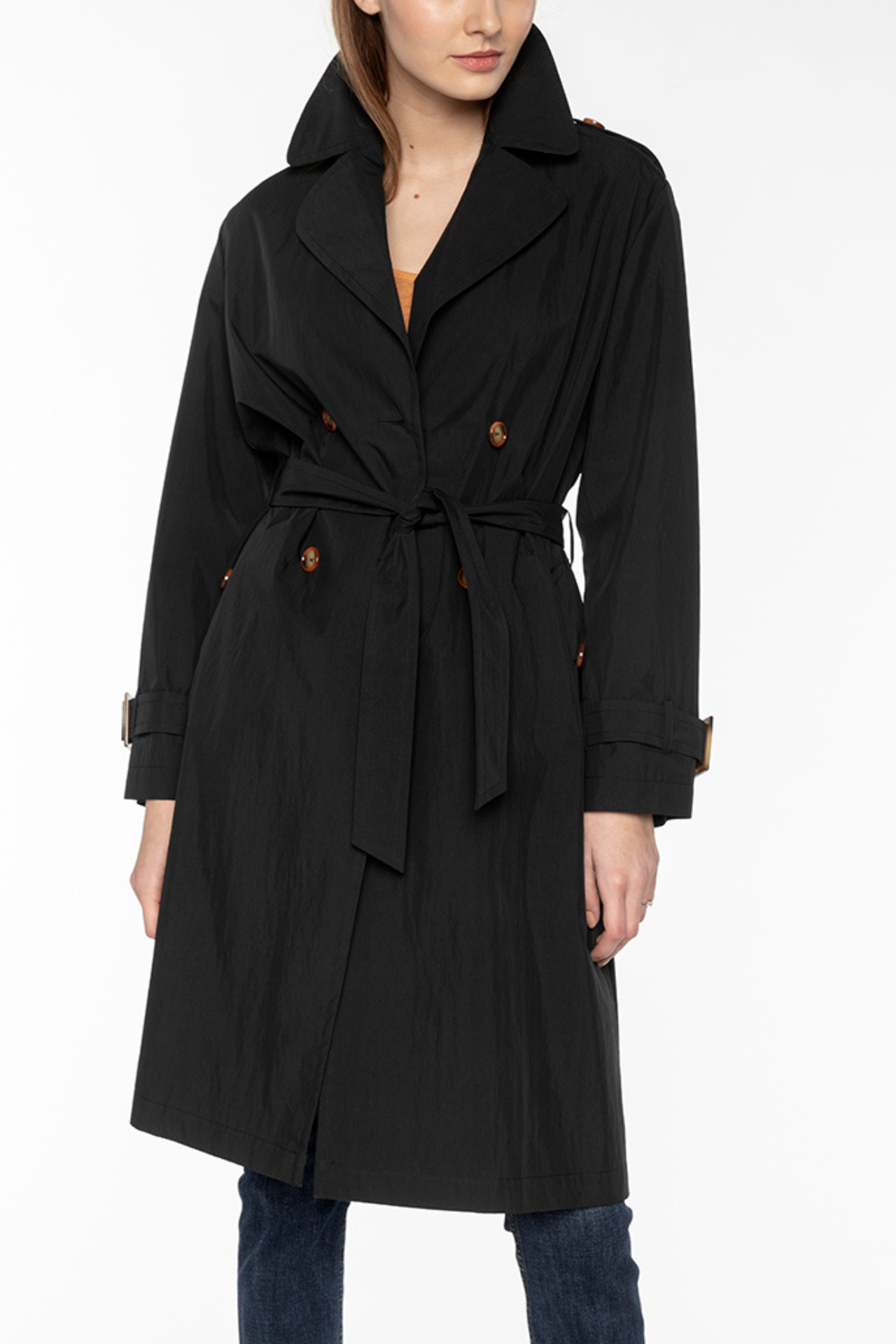Trench ALES-Trench long et oversize en coton noir