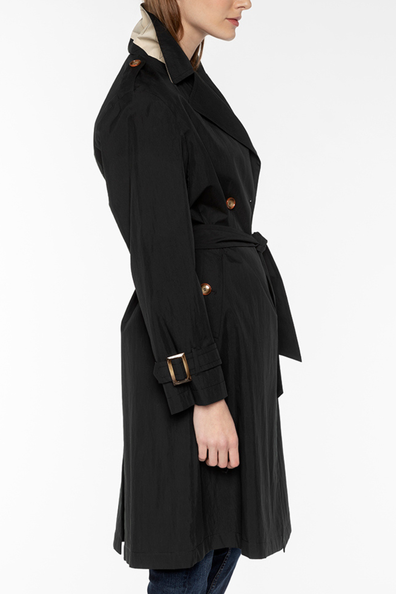 Trench ALES-Trench long et oversize en coton noir