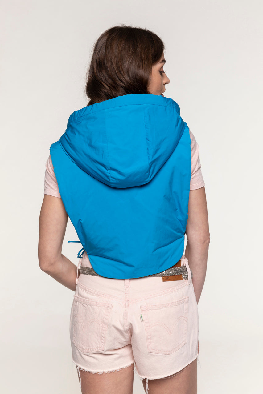 AVORIAZ hood in blue water-repellent fabric-Accessory hood in blue water-repellent fabric