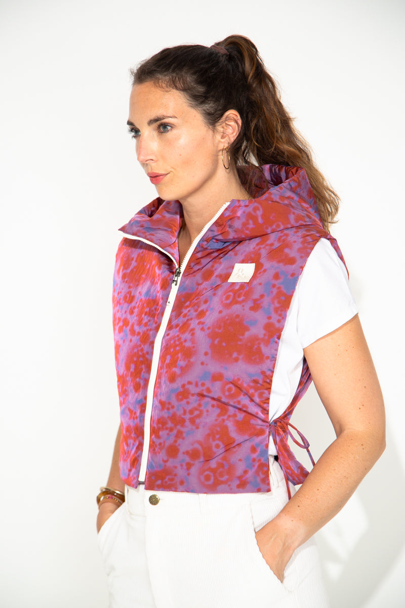 CAILLE - CAILLE - Capuche ouatinée zippée imprimé VIOLET/ROUGE - Trench & Coat