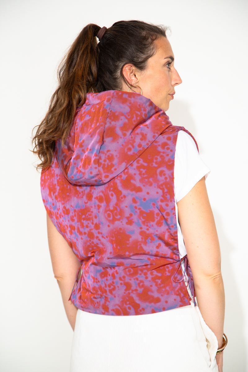 CAILLE - CAILLE - Capuche ouatinée zippée imprimé VIOLET/ROUGE - Trench & Coat