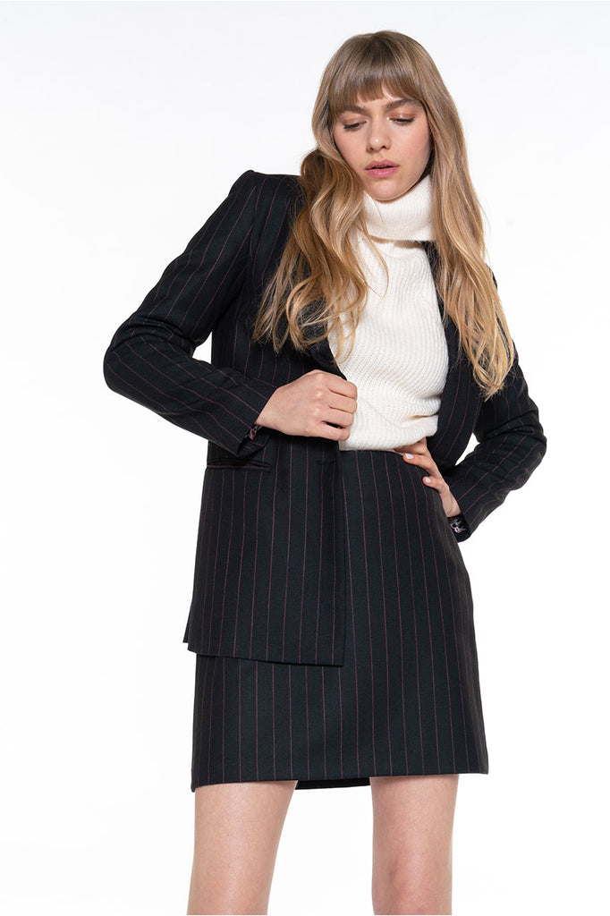 Veste SQUALI-Blazer à rayures noires et roses