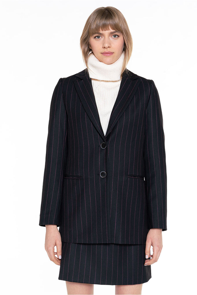 Veste SQUALI-Blazer à rayures noires et roses