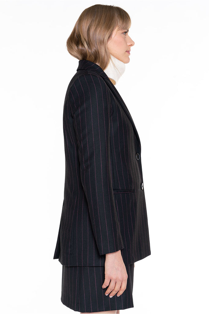 Veste SQUALI-Blazer à rayures noires et roses
