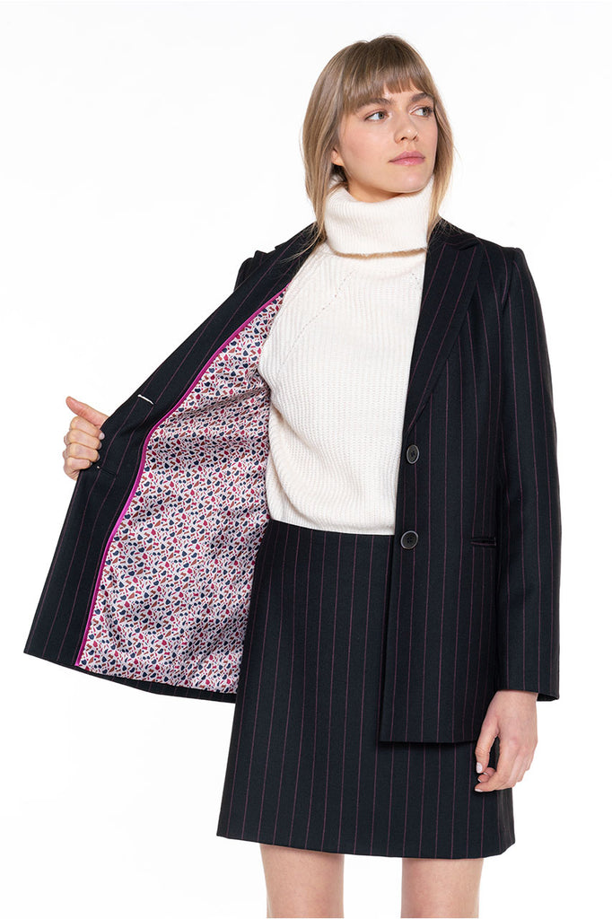 Veste SQUALI-Blazer à rayures noires et roses