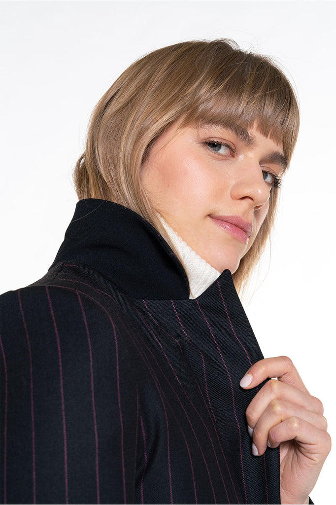 Veste SQUALI-Blazer à rayures noires et roses