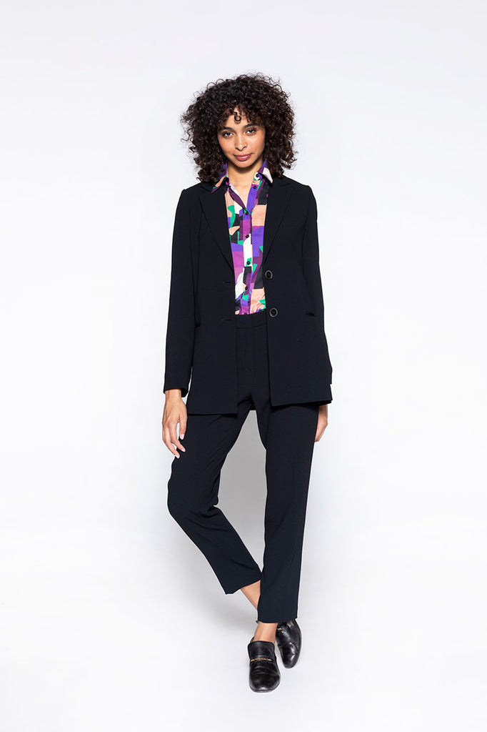 Veste SQUALI-Blazer en tissu fluide noir
