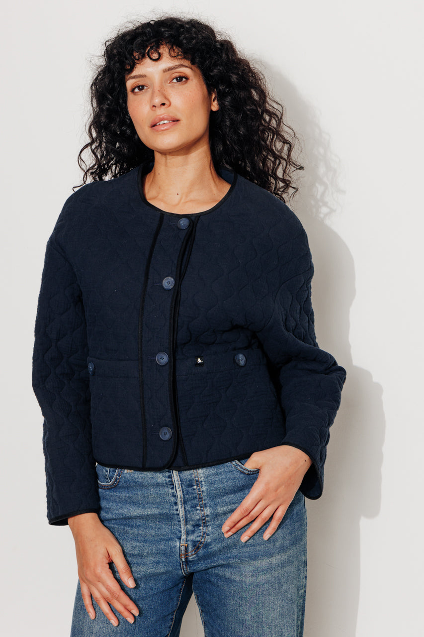 AVOCATIER - Veste oversize matelassée Marine / Navy - Trench & Coat
