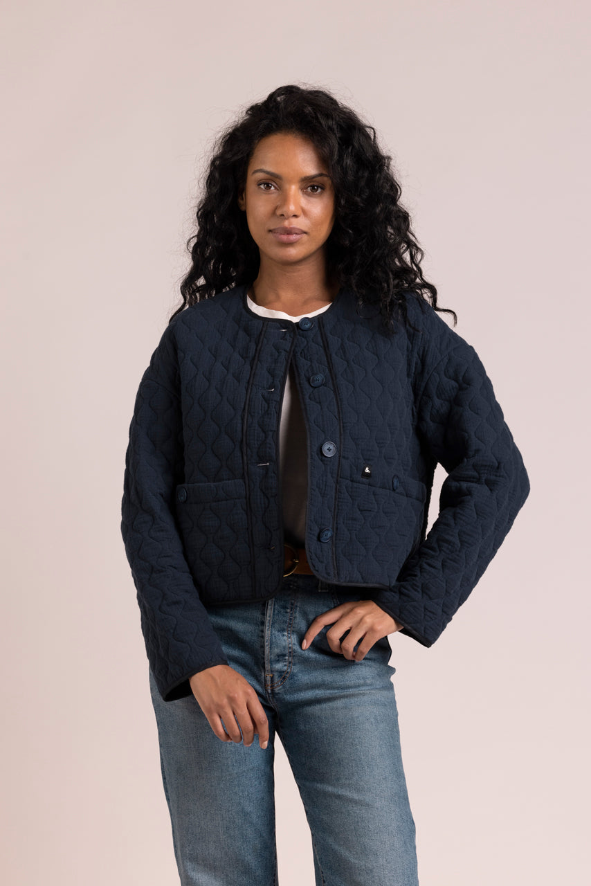 AVOCATIER - Veste oversize matelassée Marine / Navy - Trench & Coat