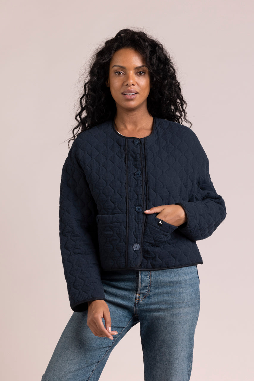 AVOCATIER - Veste oversize matelassée Marine / Navy - Trench & Coat