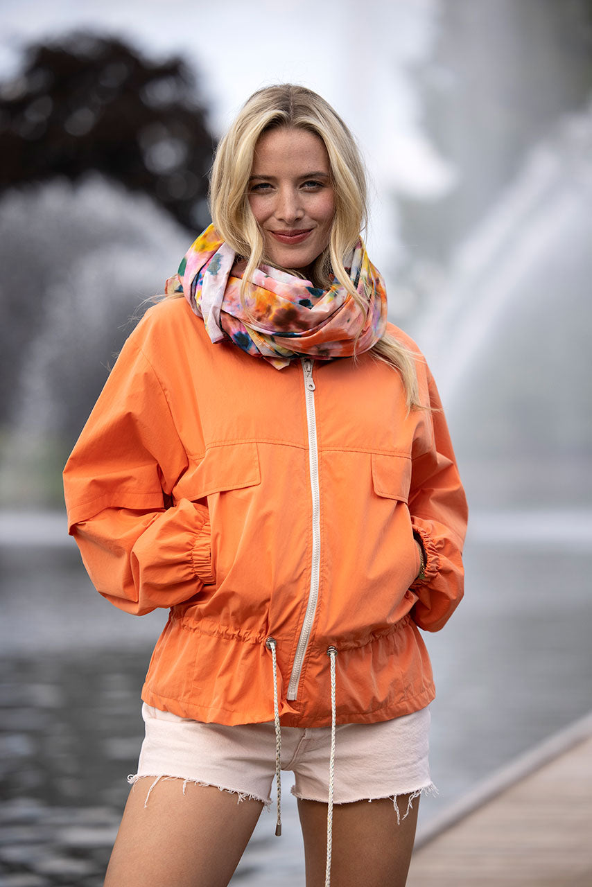 Short oversize orange CHALIEU parka-Short oversized orange cotton parka