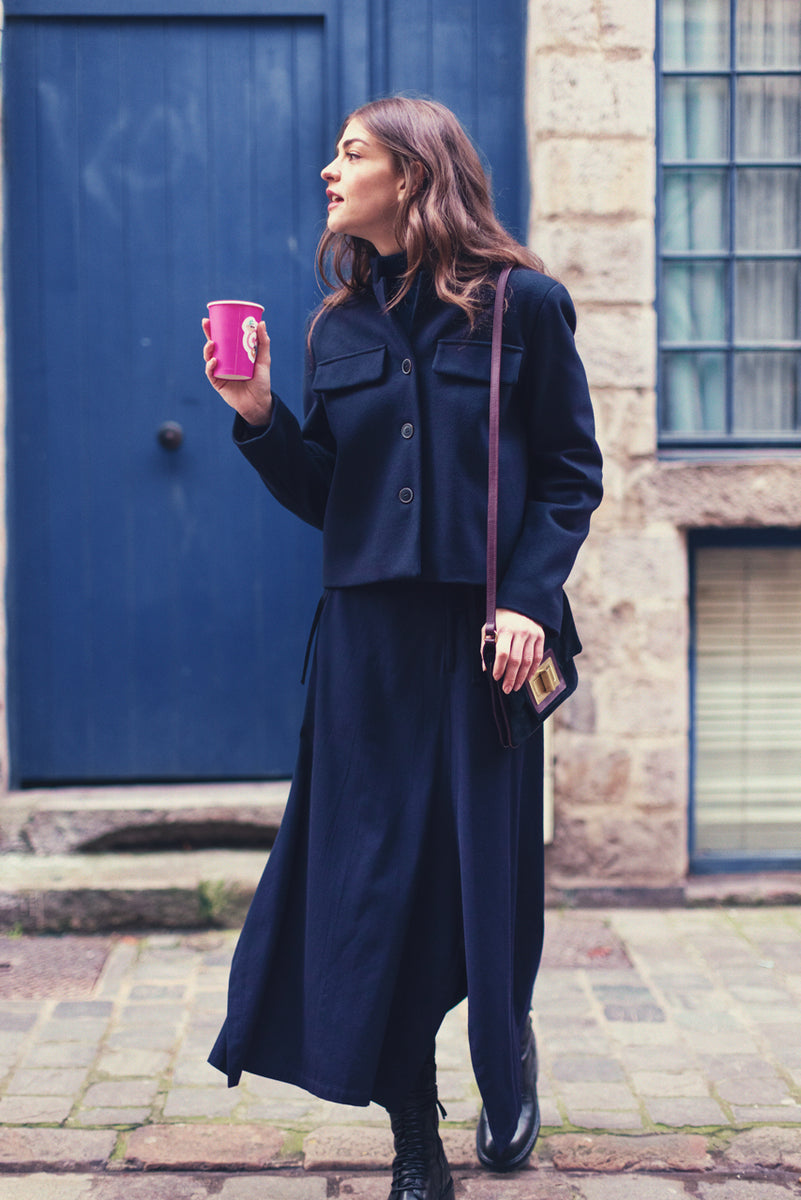 CREPOL jacket Short spencer style jacket in navy wool cloth