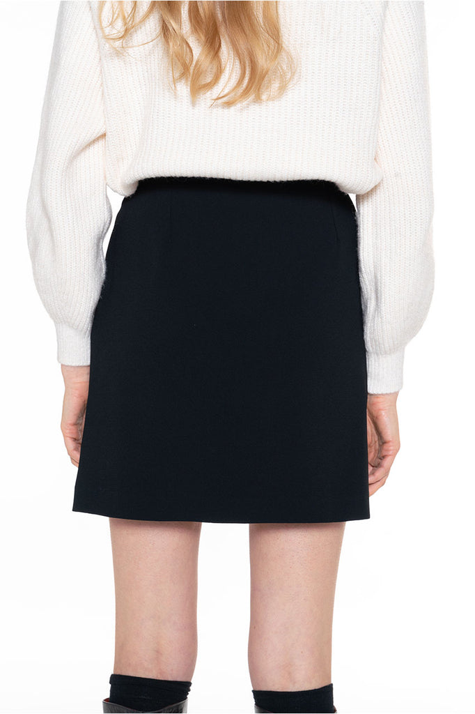 Mini jupe noire Jully-Mini jupe en tissu fluide noir