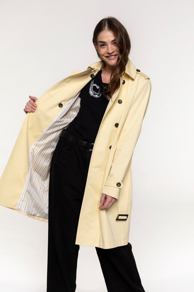 Trench authentique CHAMAS pur coton jaune clair-Trench authentique en pur coton jaune clair