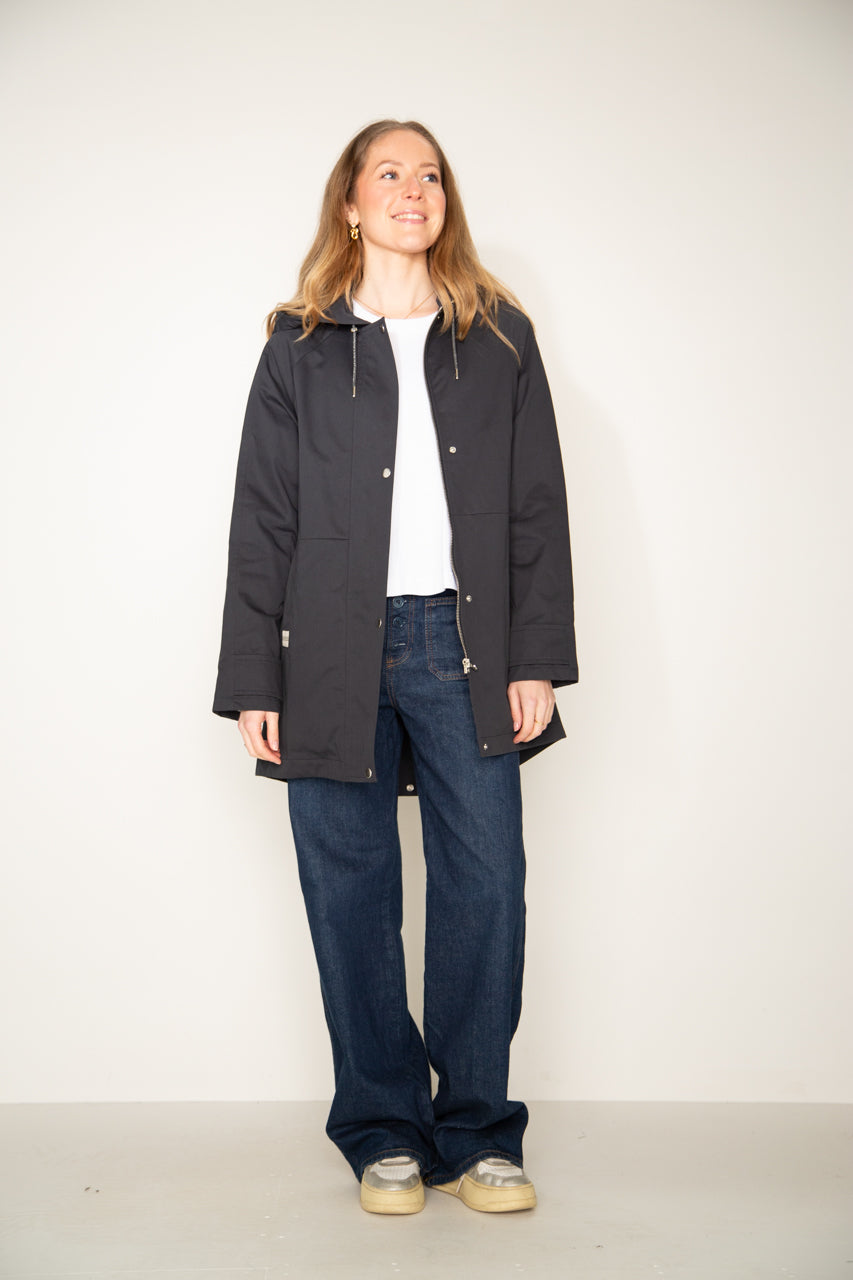 LOCRONAN Parka-Hooded parka in pure navy blue cotton
