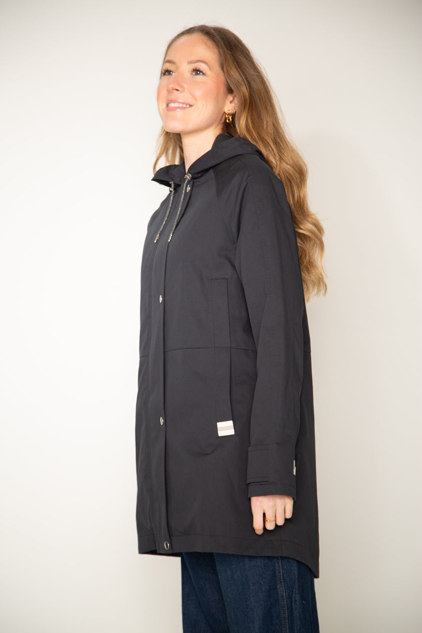 LOCRONAN Parka-Hooded parka in pure navy blue cotton