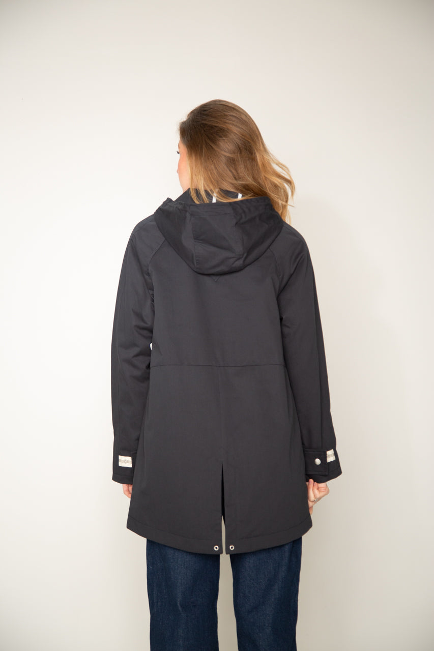 LOCRONAN Parka-Hooded parka in pure navy blue cotton