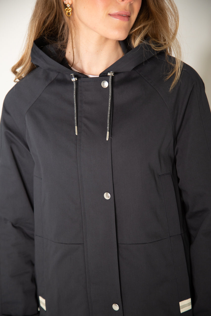 LOCRONAN Parka-Hooded parka in pure navy blue cotton