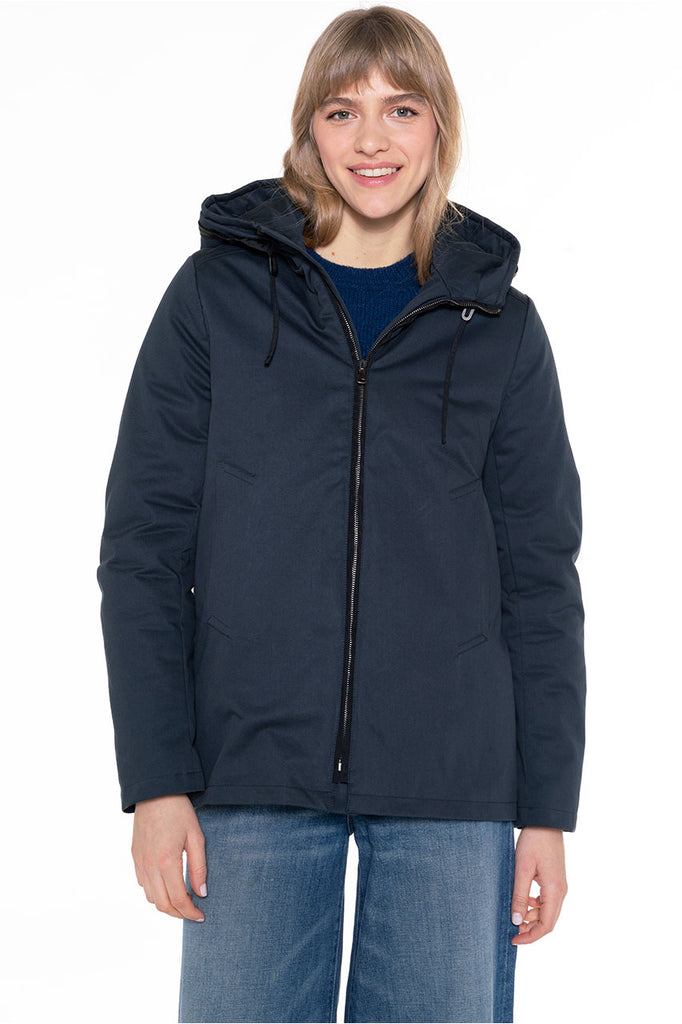 Parka BROGLIE-Parka courte en pur coton bleu marine