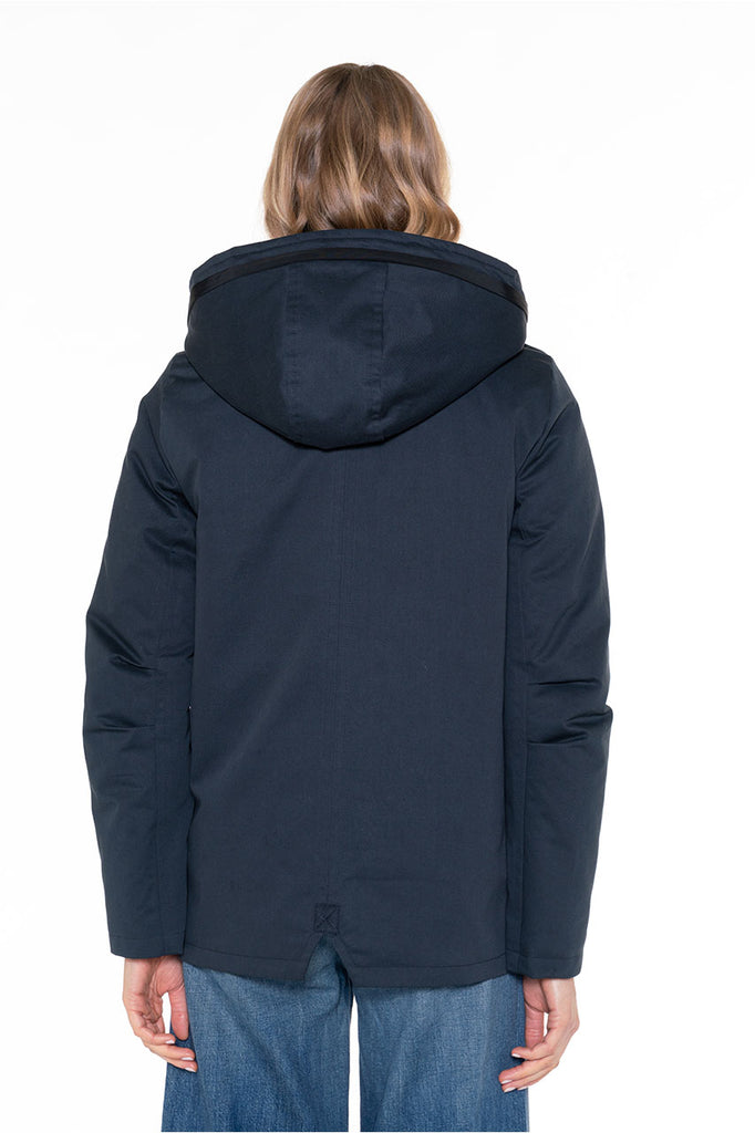 Parka BROGLIE-Parka courte en pur coton bleu marine