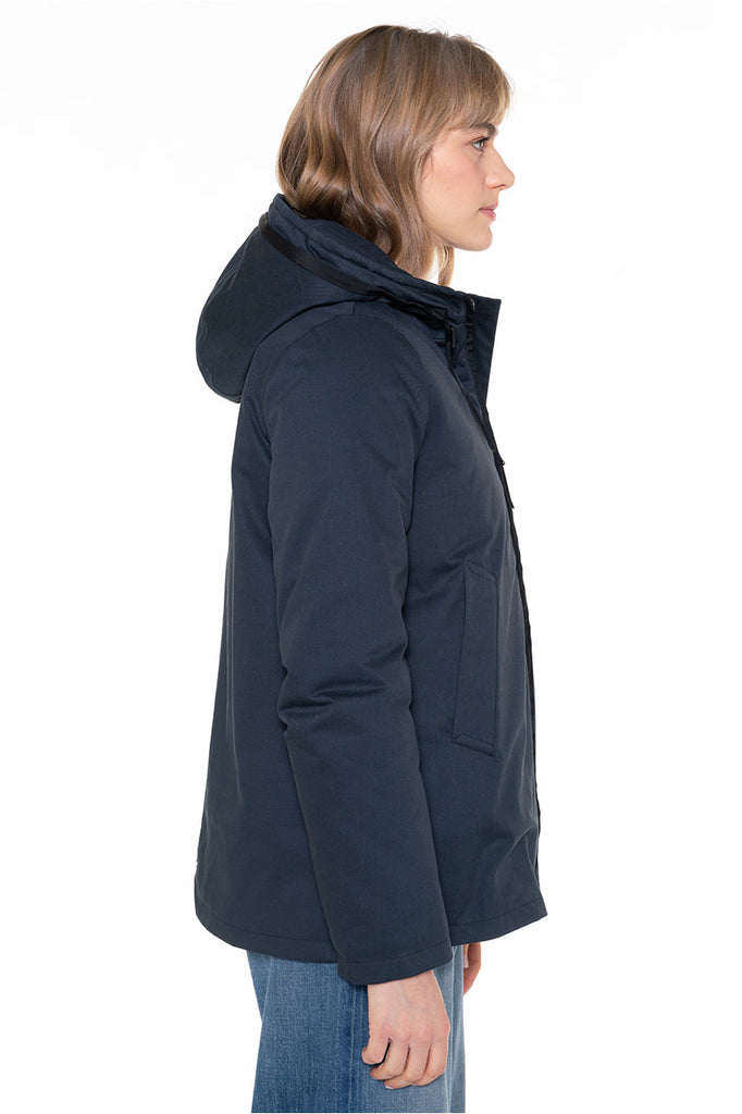 Parka BROGLIE-Parka courte en pur coton bleu marine