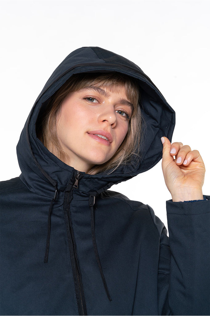 Parka BROGLIE-Parka courte en pur coton bleu marine