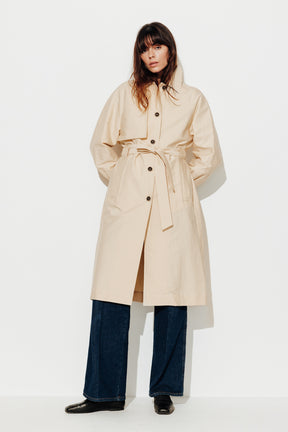 Trench long fluide en coton ?�cru - Trench & Coat - Trench & Coat France