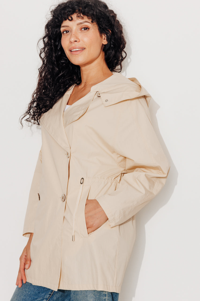 BERHET - Parka capuche en coton biologique déperlant BEIGE