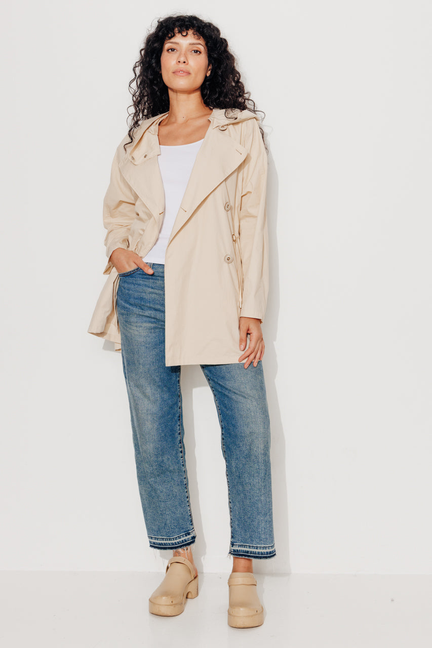BERHET - Parka capuche en coton biologique déperlant BEIGE