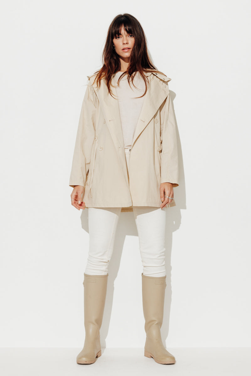 BERHET - Parka capuche en coton biologique déperlant BEIGE - Trench & Coat