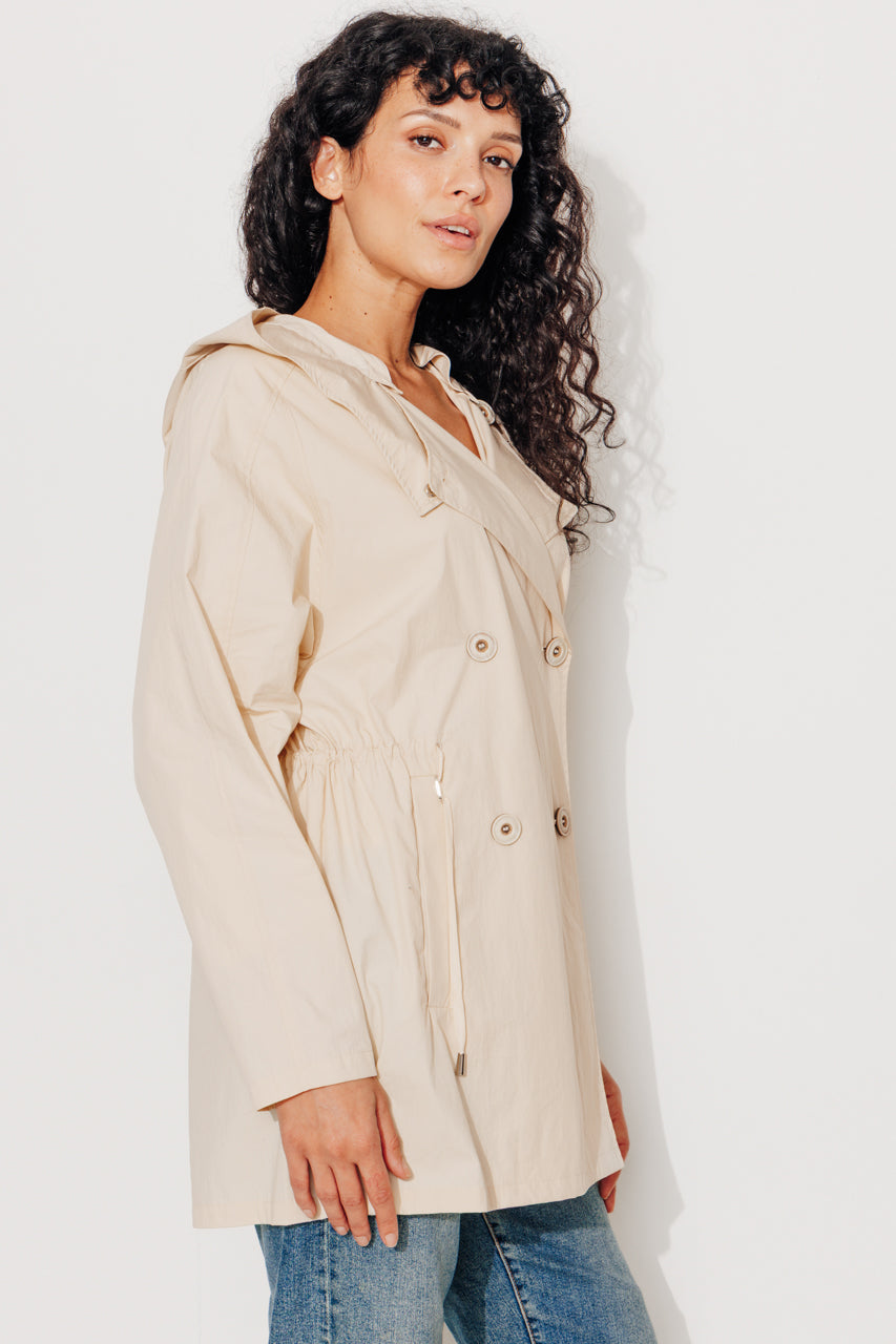 BERHET - Parka capuche en coton biologique déperlant BEIGE - Trench & Coat