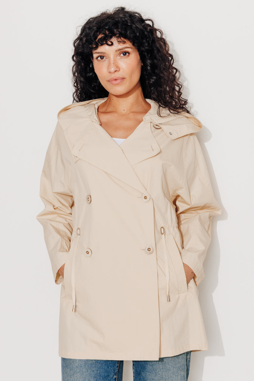 BERHET - Parka capuche en coton biologique déperlant BEIGE - Trench & Coat
