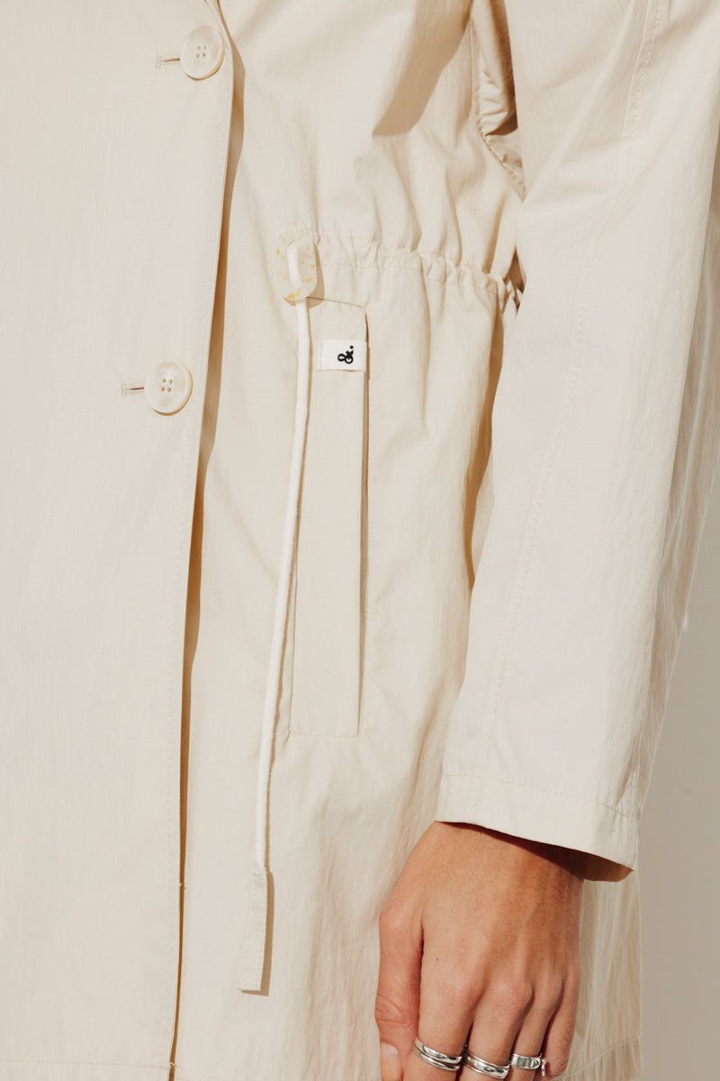 BERHET - Parka capuche en coton biologique déperlant BEIGE - Trench & Coat