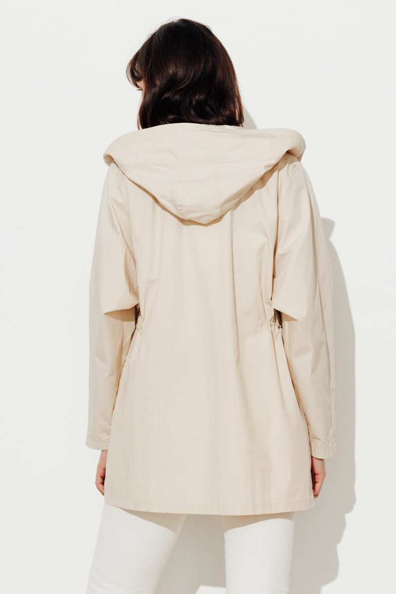 BERHET - Parka capuche en coton biologique déperlant BEIGE - Trench & Coat