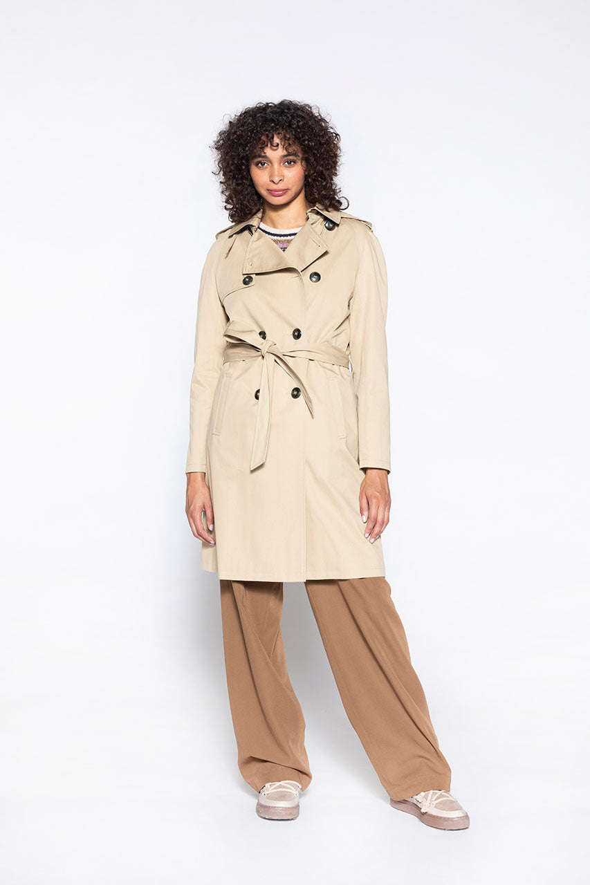 Trench pur coton beige ceinturé femme hiver - Trench & Coat – Trench & Coat  France