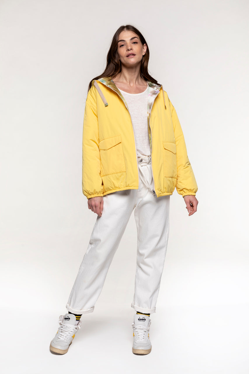 REVENS yellow reversible parka-Yellow reversible short parka