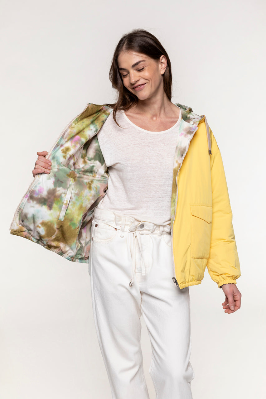 REVENS yellow reversible parka-Yellow reversible short parka