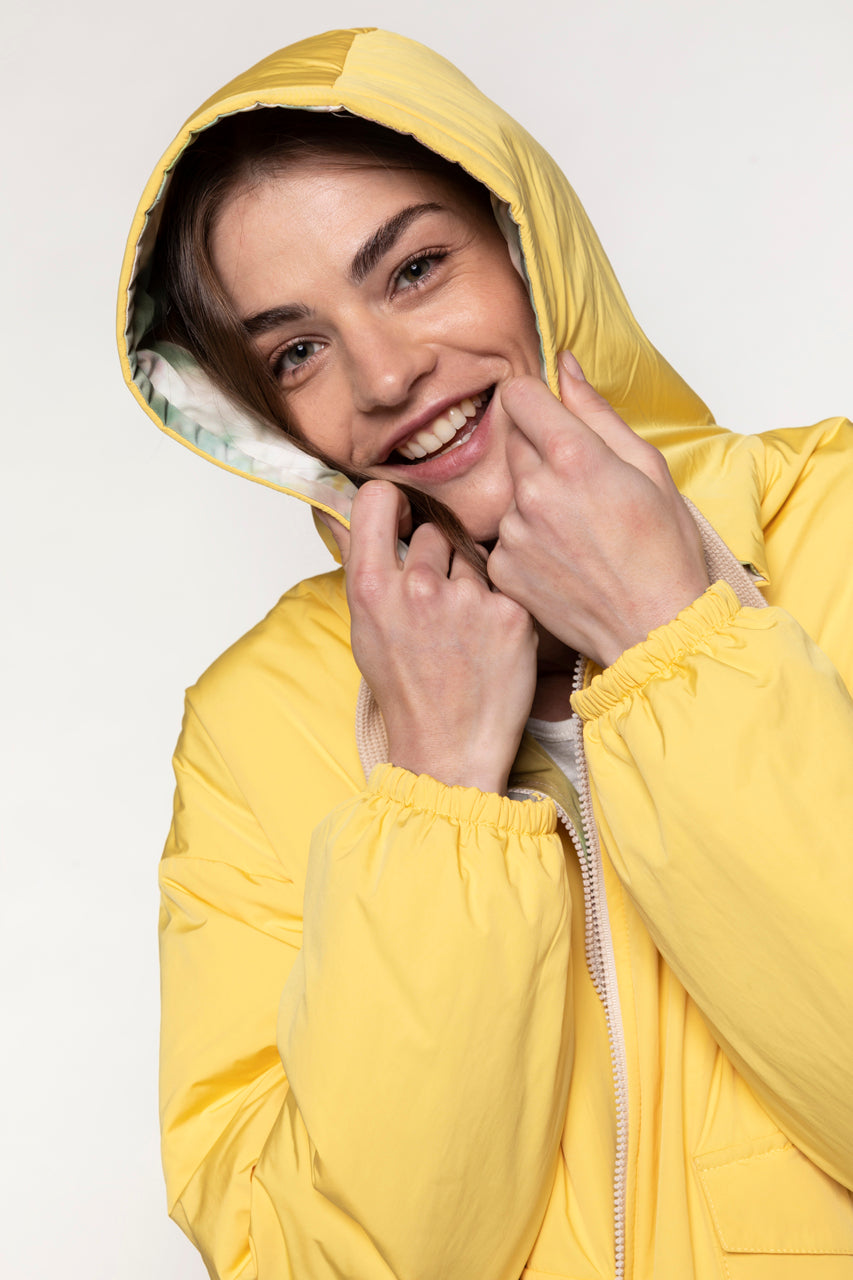 REVENS yellow reversible parka-Yellow reversible short parka
