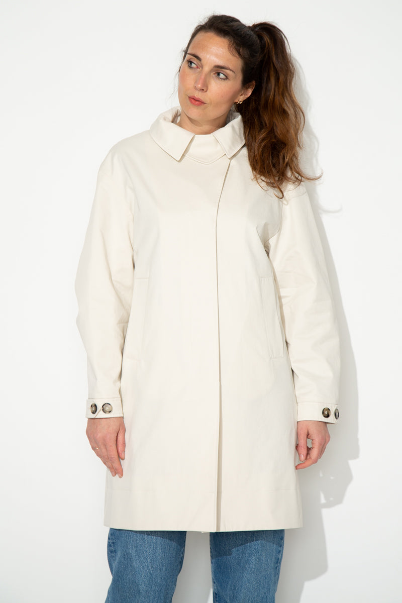 SAUZET - Trench oversize 100% coton déperlant CREME - Trench & Coat