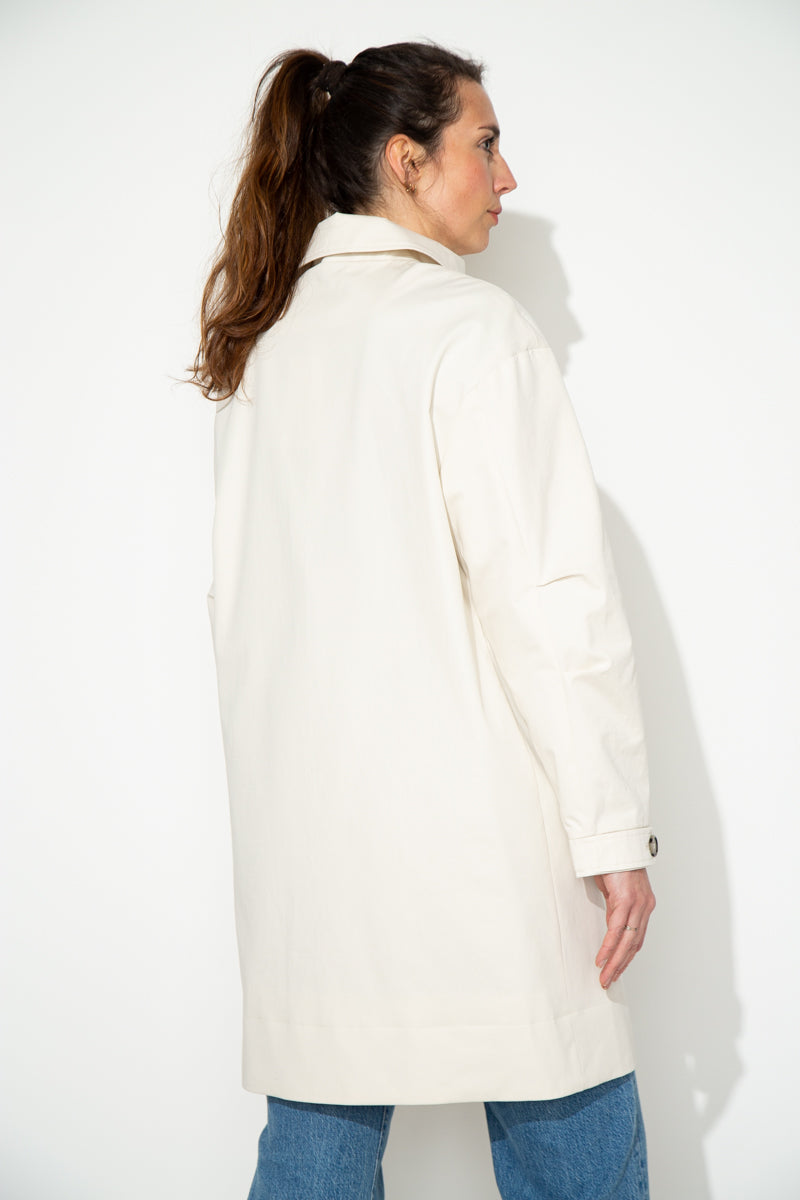 SAUZET - Trench oversize 100% coton déperlant CREME - Trench & Coat