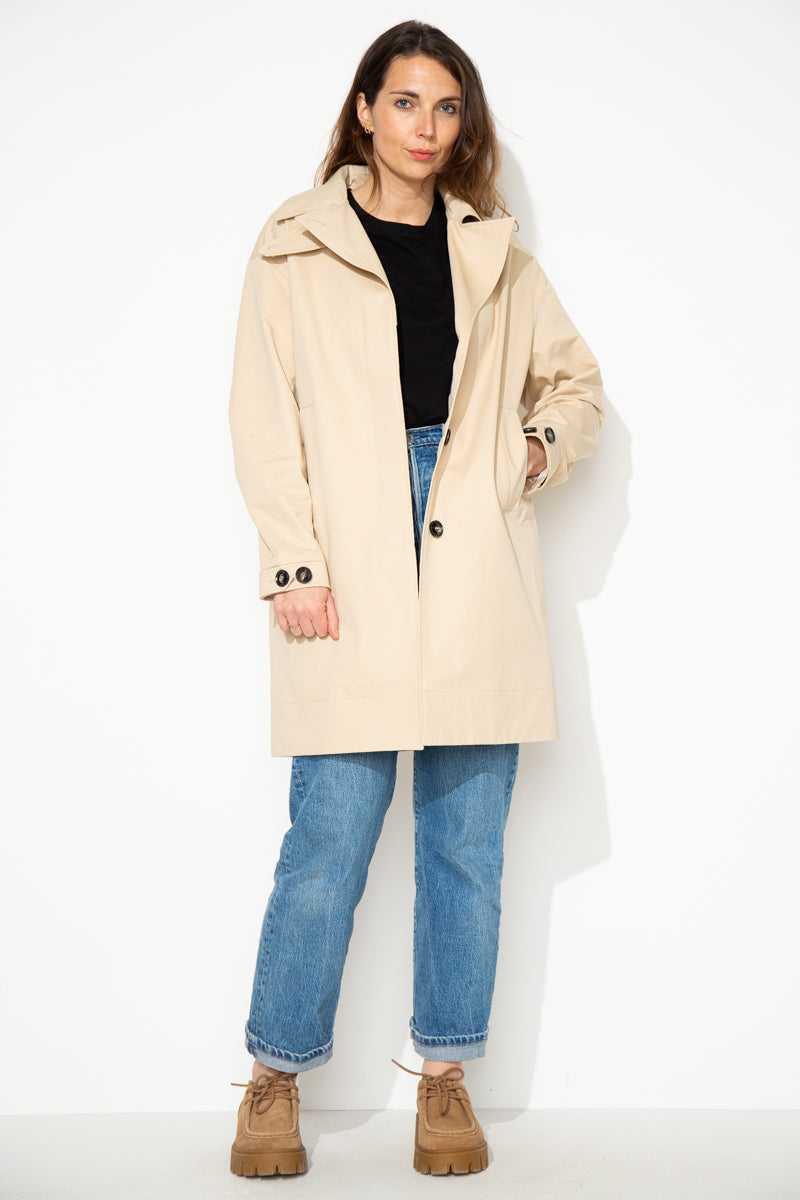 SAUZET - Trench oversize 100% coton déperlant BEIGE - Trench & Coat