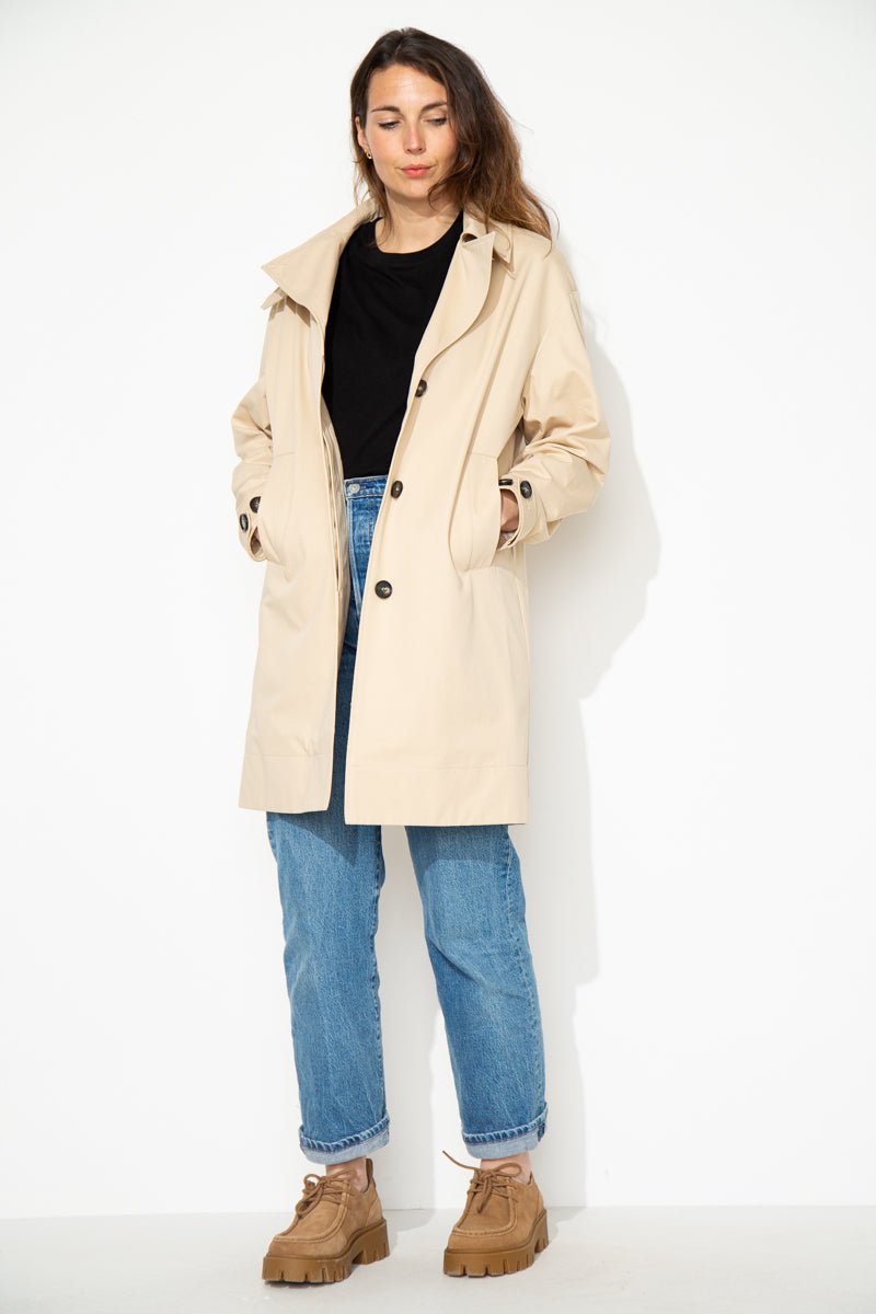 SAUZET - SAUZET - Trench oversize 100% coton déperlant BEIGE - Trench & Coat