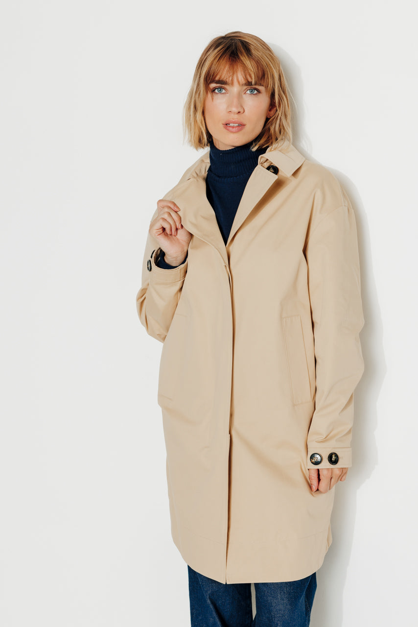 SAUZET - SAUZET - Trench oversize 100% coton déperlant BEIGE - Trench & Coat