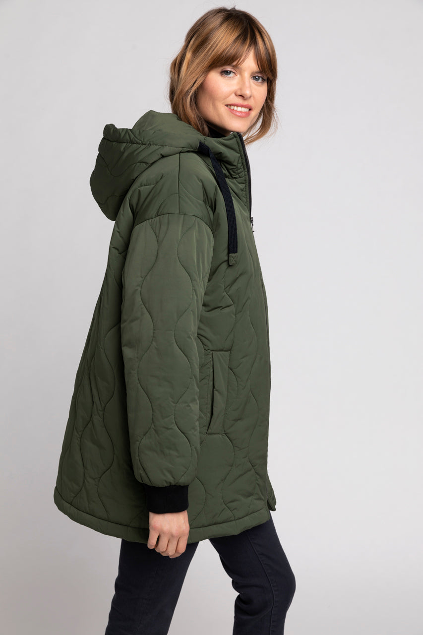 SAOU Parka Oversized quilted parka in khaki water repellent fabric