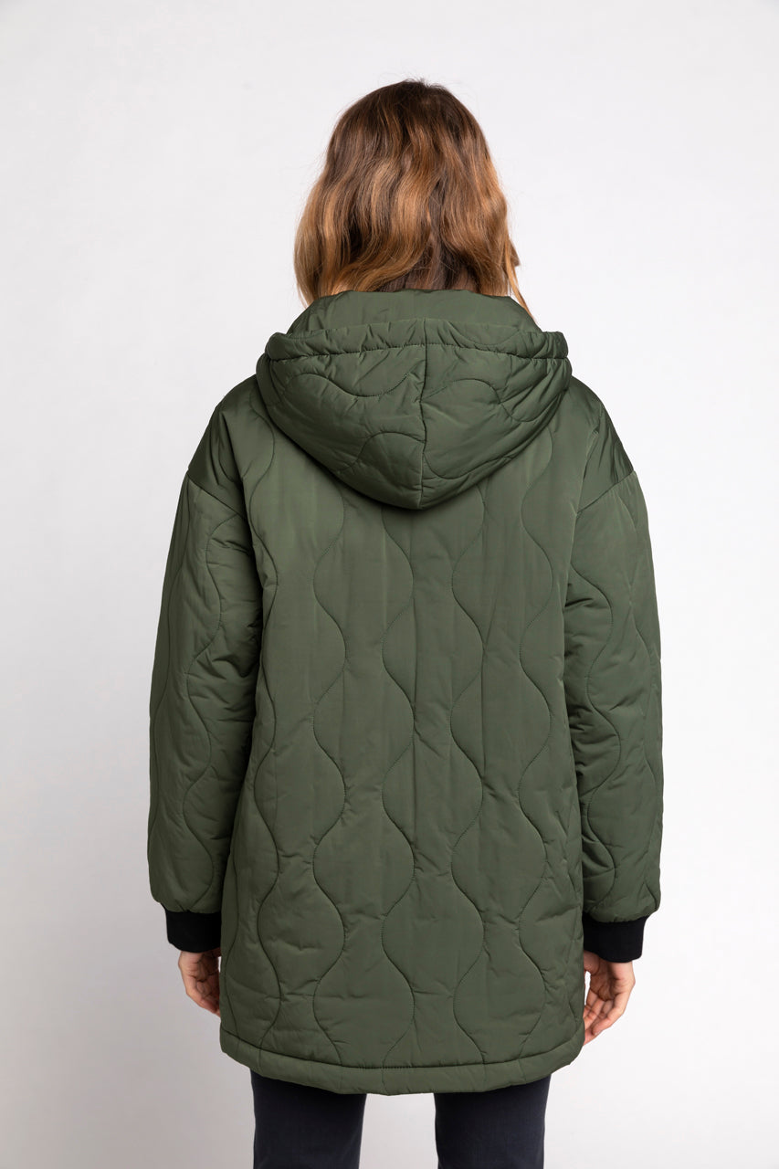 SAOU Parka Oversized quilted parka in khaki water repellent fabric