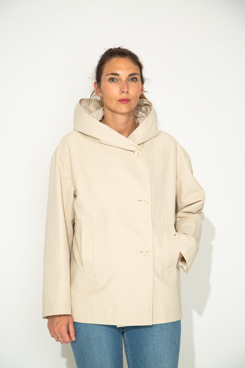 GRENADIER - Parka courte capuche  en coton majoritaire SABLE - Trench & Coat