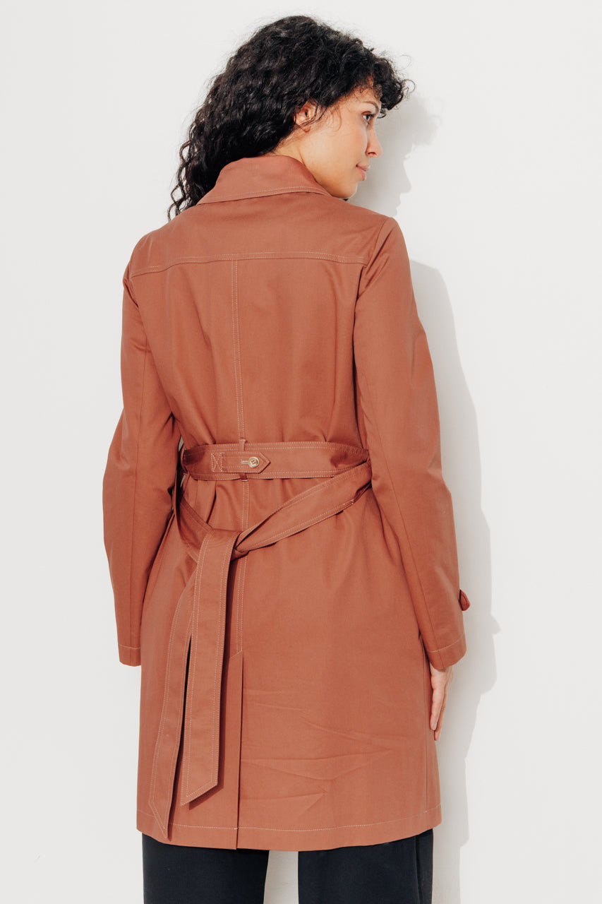 ROSEAU - ROSEAU - Trench féminin 100% coton premium déperlant MARRON - Trench & Coat