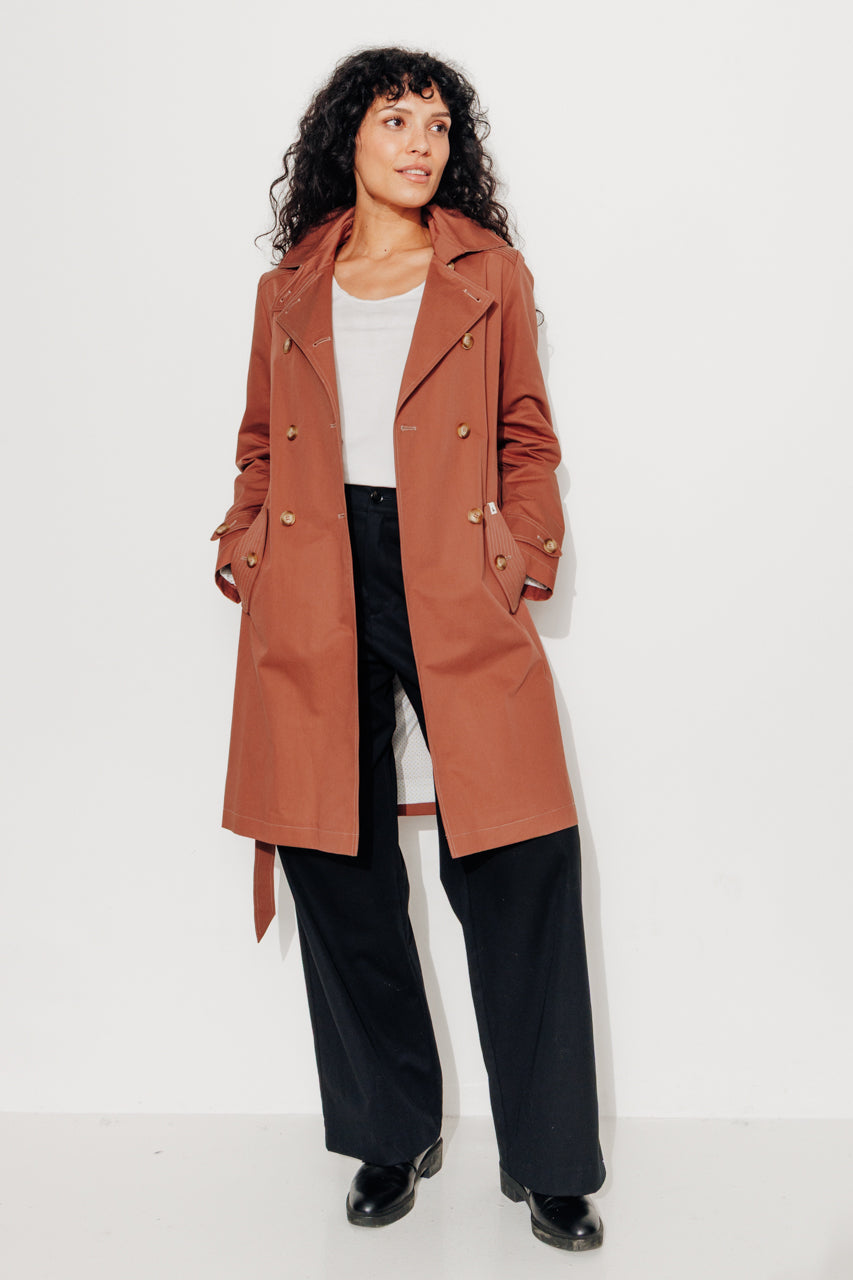 ROSEAU - ROSEAU - Trench féminin 100% coton premium déperlant MARRON - Trench & Coat