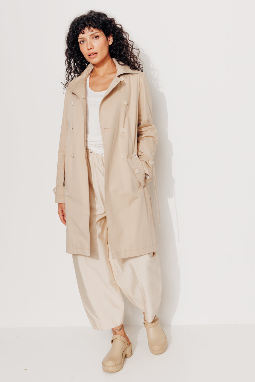 ROSEAU - Trench féminin 100% coton premium déperlant BEIGE - Trench & Coat