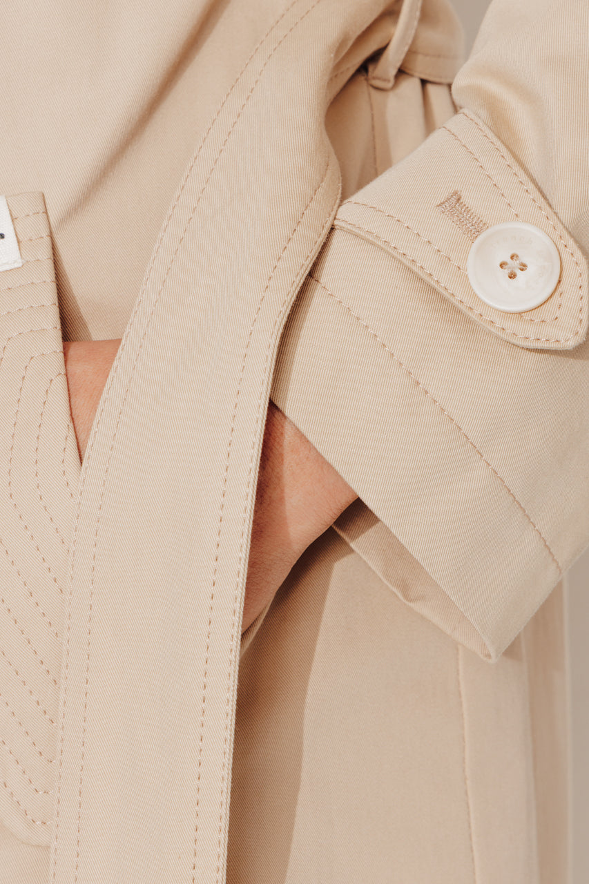 ROSEAU - Trench féminin 100% coton premium déperlant BEIGE - Trench & Coat